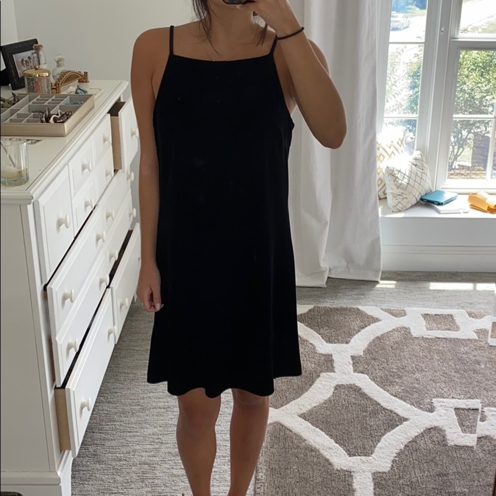 Square Neck Velvet Shift Dress